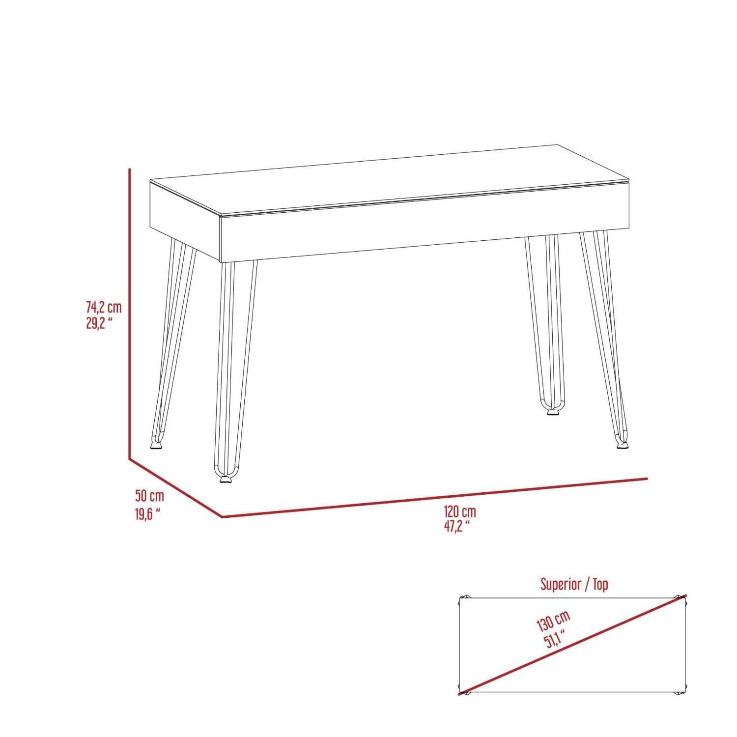 Asteroutdoor Mahogany 1-Drawer Rectangle Writing Desk with Hairpin Legs