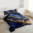 thumbnail image 3 of Manfei Marble Texture Road Full Size Comforter Sets,Blue Gold Black Bedding Comforter Set,Modern Fluid Art Bedding Sets For Girl,Microfiber Room Decoration Reversible,3-Piece, 3 of 8