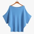 thumbnail image 2 of JIAYUE Women's Sweater Solid Color Slash Neck Knitted Off The Shoulder Batwing Short Sleeve Pullover Loose Ribbed Female Versatile Tops, 2 of 3