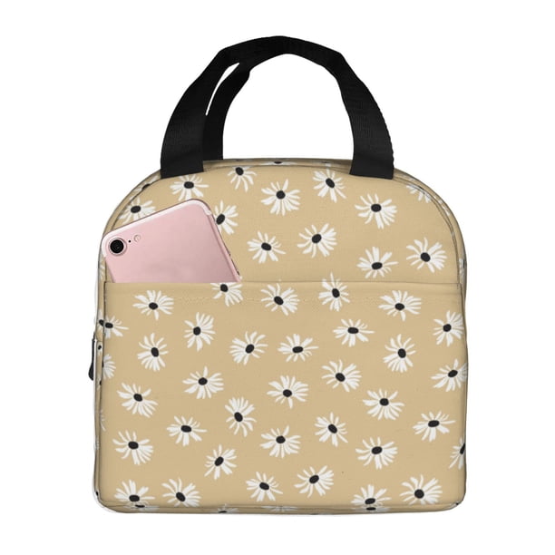 Easygdp Daisies Flowers Bolsa Térmica Premium - Tela Oxford Impermeable, Gran Capacidad, Bolsillo Frontal, Unisex para Trabajo, Escuela, Actividades al Aire Libre y Picnics