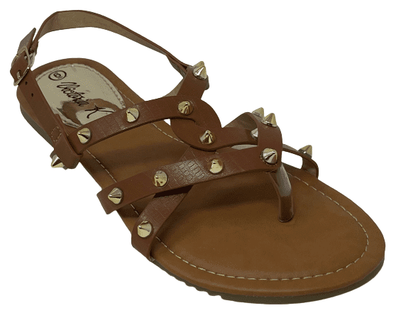 Victoria K Women's Eyelets Grommet Criss Cross Faux Snake Skin Strap Sandals