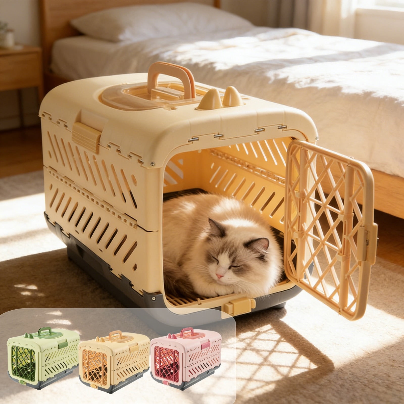 Collapsible Dog Crate for Medium/Small Dogs - Foldable Dog Cage No-Tool Assembly, Travel Dog Crate - Easy to Carry, Space-Saving, Indoor Outdoor Use, 19.88"(L) X12.6"(W) X15.15"(H) (1PC, Green)