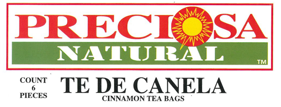 Preciosa Canela (Cinnamon) Tea Bags are packed with 6 individual tea bags  in a clear Cellophane bag.