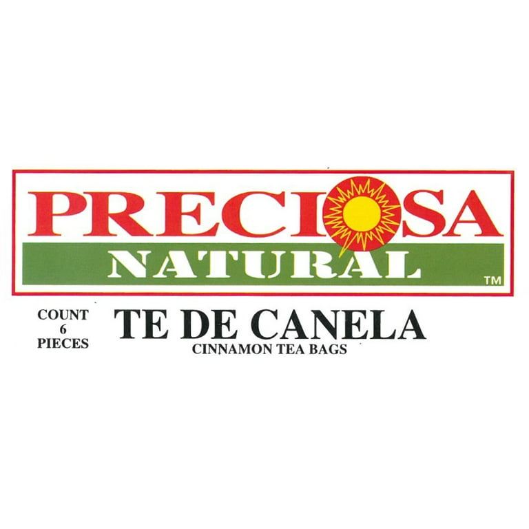 Preciosa Canela (Cinnamon) Tea Bags are packed with 6 individual tea bags  in a clear Cellophane bag.