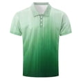 thumbnail image 4 of Men's Casual Shirts Gradient Summer Short Sleeve Contrast Collar Buttoned Tee Polo Shirt with Pocket Business Shirts Green XXXL, 4 of 5