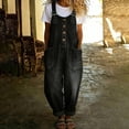thumbnail image 7 of Textilo Womens Denim Bib Overall Wide Leg Button Front Jumpsuits with Pockets Adjustable Straps Sleeveless Romper Vintage Loose Casual Y2k Baggy Outfits,Black M, 7 of 7