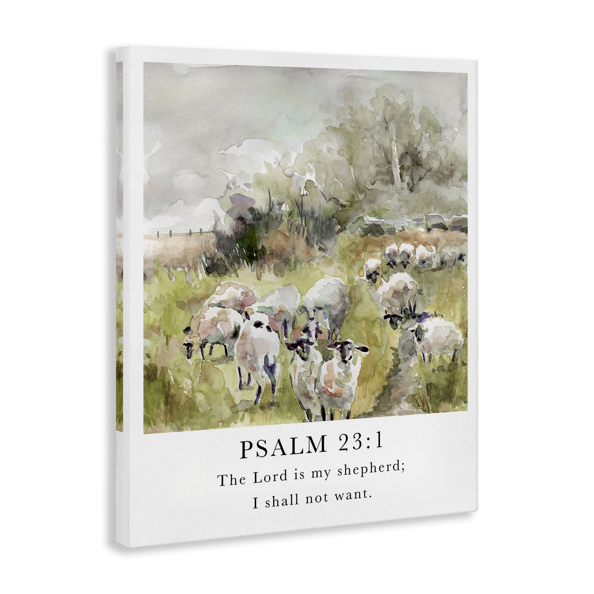Stupell Industries My Shepherd Psalm Religious Painting Gallery Wrapped Canvas Art Print Wall Art, 30 x 40