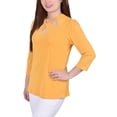 thumbnail image 3 of NY Collection Womens Petites Embellished Twist-Neck Blouse, 3 of 3