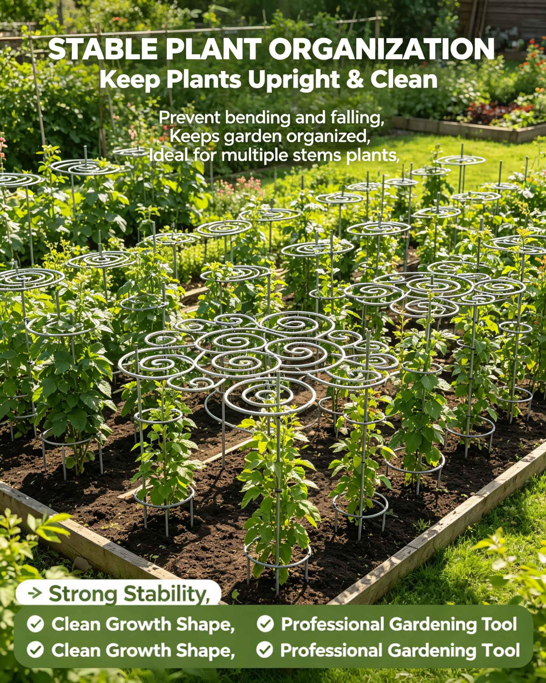 2026 New Metal Plant Support Ring for Garden, Decorative Peony Cages and Flower Stakes, Indoor/Outdoor Plants Wire Hoop, Stackable Houseplant Stake for Climbing Plants Vines Peonies Tomatoes