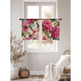 thumbnail image 3 of Pink Flowers Sheer Curtains 45 Inch Length 2 Panels Set Window Treatments, Spring Watercolor Floral Leaves Plants Beige Rod Pocket Semi Curtains for Living Room/Bedroom/Kitchen Décor, 104"W x 45"L, 3 of 7