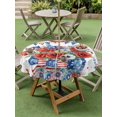 thumbnail image 4 of Outdoor Tablecloth with Umbrella Hole for Patio/Picnic/Party/Camping, Independence Day Waterproof Table Cloth Round Cover Washable, Poppy Blue Floral Farmhouse (Dia 54"), 4 of 8
