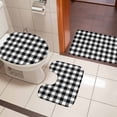 thumbnail image 4 of Black White Plaid Bath Mat 3 Piece Bathroom Rug Set, Gradient Geometric Buffalo Checkered Non Slip Bath Rug Contour Mat and Toilet Lid Cover, Absorbent Shower Mats Soft Bath Rugs and Mats Sets, 4 of 8