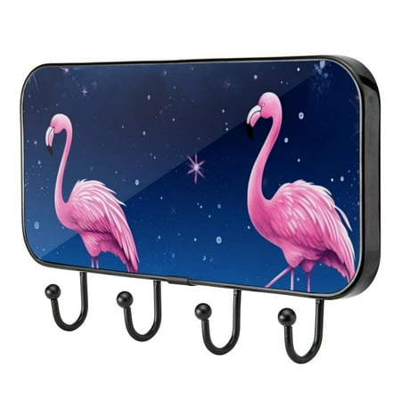 

Summer Pink Flamingo Self Adhesive Towel Coat Wood Iron Hooks for Home Keys Door Outdoor Home Improvement Utility Hook