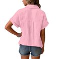 thumbnail image 6 of Resicozy Girls Button Down Linen Shirts for Kids Summer Short Sleeve Dress Shirts Uniform Blouse 3-13 Years Pink 160, 6 of 8