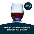 thumbnail image 3 of Libbey Classic Blue All-Purpose Stemless Wine Glasses Set 6, Timeless Wine Cups Set of 6, 15.25 Oz, Wine Glass Set for Dinners, Weeknights, 3 of 4