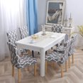 thumbnail image 2 of Dining Chair Cover Set of 4 Stretch Spandex Short Dining Chair Protective Cover Removable Chair Protector Seat Covers for Dining Room Wedding Banquet Party (Grey+White), 2 of 8