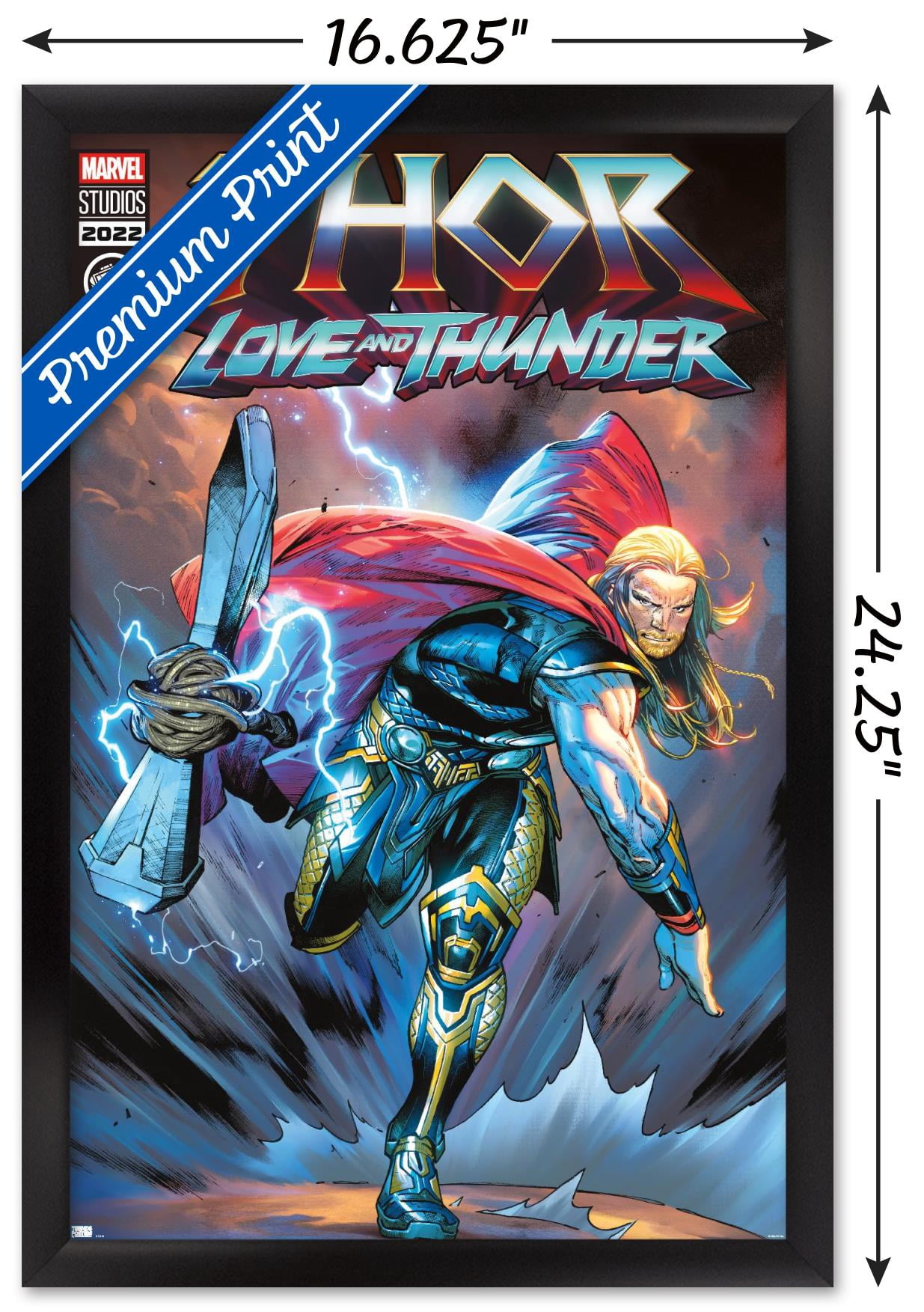 Marvel Thor: Love and Thunder - Thor Comic Wall Poster, 14.725" x 22.375" Framed
