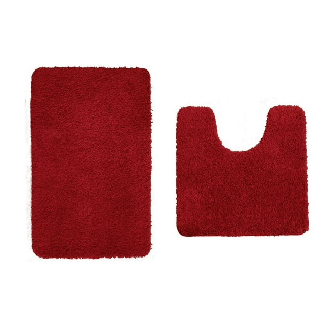 Bathroom Rugs Bath Mat Set for Bathroom 2 Piece - Red