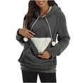 thumbnail image 2 of Tuphregyow Women's Comfy Drawstring Fleece Hoodies Clearance Thicken Long Sleeve Knit Pullover Solid Trendy Fashion with Pockets Tops Cute Soft Dark Gray M, 2 of 8
