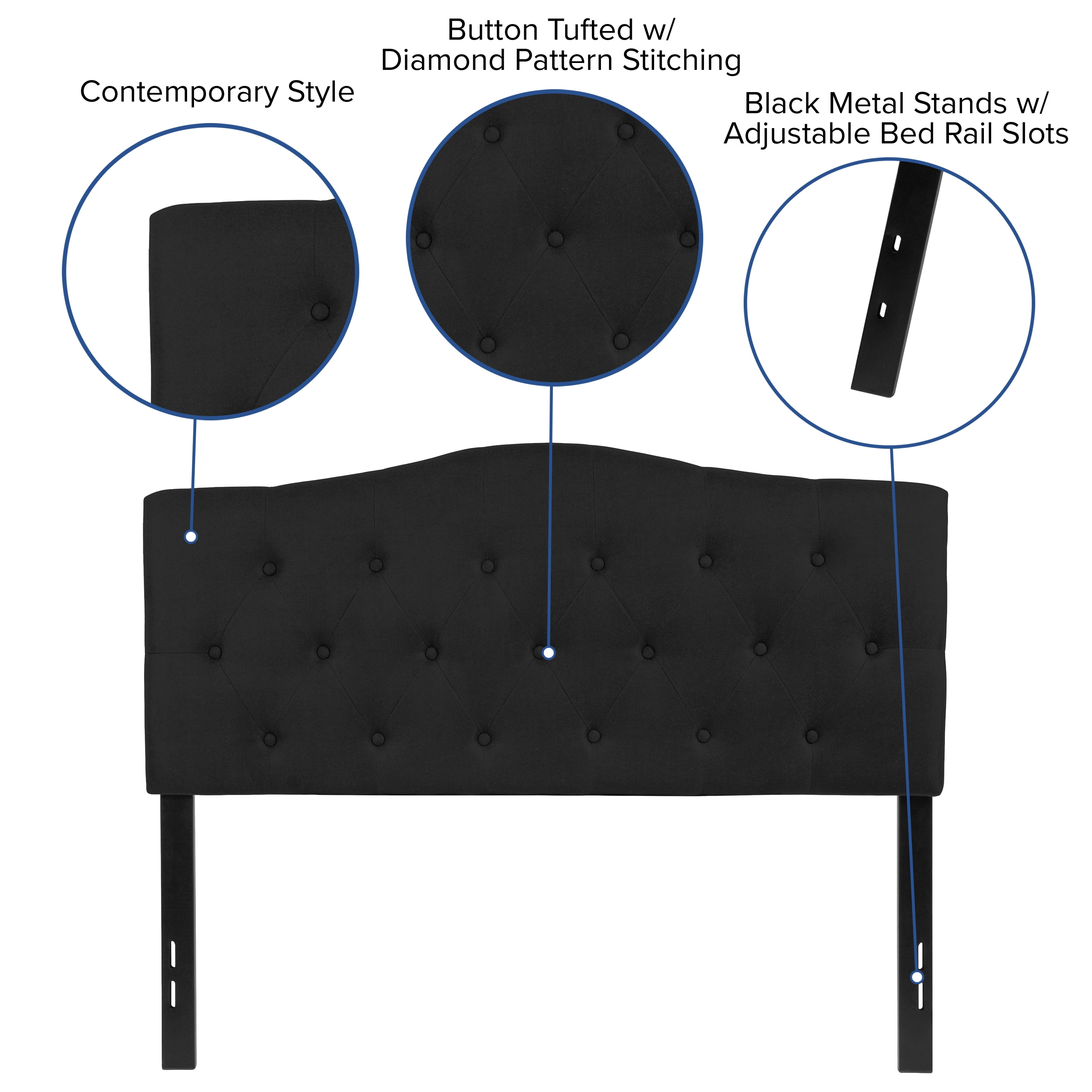 Flash Furniture Cambridge Tufted Upholstered Full Size Headboard in Black Fabric