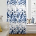 thumbnail image 5 of Blue Floral Sheer Curtains 45 Inches Long, Vintage Farmhouse Garden Flower Leaves Light Filering Curtains, Breathable Simi Curtain Privacy Drapes for Kitchen Bathroom Small Window Treatment, 5 of 9