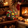 thumbnail image 6 of Soft Velvet Round Tufted Throw Pillow with Star Snowflake Ball Motifs, Christmas Embossed Decorative Cushion for Sofa Couch Bed and Living Room Decor (Multicolor), 6 of 6