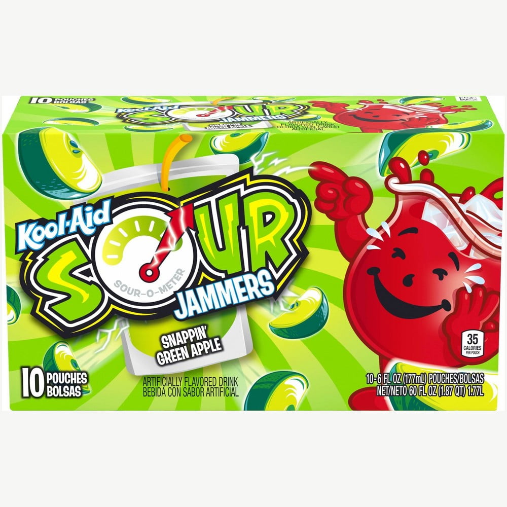KoolAid Sour Jammers Snappin' Green Apple 10pk/6 Fl Oz Pouches
