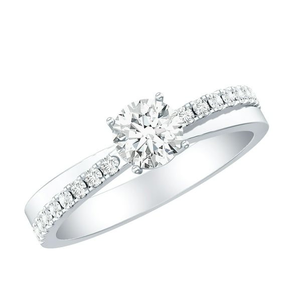 Rosec Jewels Certified Lab Diamond Solitaire Promise Ring for Women - 1/2 Carat - EF-VS Quality, 925 Sterling Silver, US 4.00