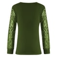 thumbnail image 5 of XFLWAM Women's V Neck Crochet Lace Trim Tunic Tops Sheer Mesh Lace Long Sleeve Casual Loose Blouses Army Green 4XL, 5 of 5