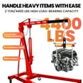 thumbnail image 3 of 2 Ton Hydraulic Engine Hoist with Folding Boom, 4-Wheel Mobility, Adjustable Height & Steel Hook, 4000Lbs for Garage Lifting, Cargo Stacking & Auto Body, Red, 3 of 8