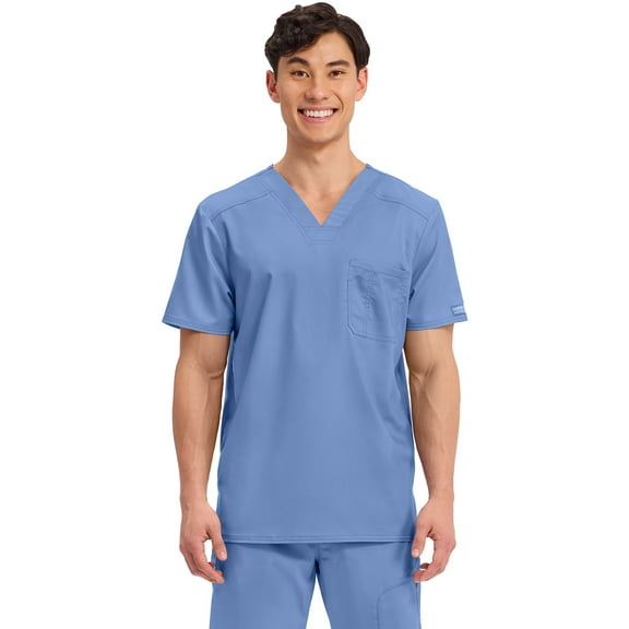 Cherokee Workwear Revolution Scrubs Top for Men V-Neck WW690, XS, Ciel Blue