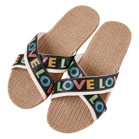 

uikmnh Slippers for Women Slippers For Women Breathable Bohemia Beach Slip On Shoes Flats Casual Sandals Multicolor 8.5