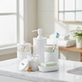 thumbnail image 2 of 5-Piece  White Bathroom Accessory Set Soap Dispenser & Dish, Toothbrush Holder, 2 Storage qtip Jars, 2 of 8