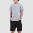 thumbnail image 2 of Sopiago Toddler Boy Summer Outfits Kids Baby Solid Short Sleeve T-Shirt and Shorts Set Little Boys Cotton Clothes Grey,4-5 Years, 2 of 4