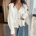 thumbnail image 6 of jtjvou Cropped Cardigan Sweaters for Women Lightweight Crop Solid Button Knit Y2k Fall Outfits Fashion Clothes 2025 White Free Size, 6 of 6