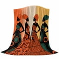 thumbnail image 6 of Black Women Blanket Soft Cozy Warm Throw Blanket for Couch, Plush Fuzzy Flannel Fleece Blankets for Sofa, African Southwestern Boho Orange Yellow Bed Blankets Lightweight Gifts for Women, 50"x60", 6 of 9