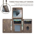 thumbnail image 3 of Dteck Wallet Case For Samsung Galaxy Z Flip 5, Magnetic Leather Zipper Wallet with RFID Blocking Card Holder Slots Shockproof PC Stand Cover With Shoulder Strap,Coffee, 3 of 9
