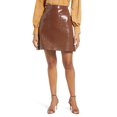 thumbnail image 1 of Halogen X Atlantic Pacific Croc Embossed Faux Leather Miniskirt - Brown - Large, 1 of 1