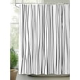 thumbnail image 2 of Black Shower Curtain Set, Waterproof Shower Curtains for Bathroom, Abstract Lines Gradient Minimalist Modern Texture Washable Fabric Cloth Bath Curtain for Bathtub Decoration with Hooks 60x72 Inches, 2 of 6