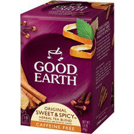 Organic Sweet & Spicy Herbal Caffeine Free Good Earth Teas 18 Tea