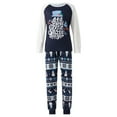 thumbnail image 3 of Family Matching Pajamas Sets Christmas Sleepwear Long Sleeve Sleep Shirt Soft Loungewear Letter Pattern Tops+ Snowman Pattern Pants Set Blue, 3 of 6