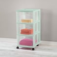 thumbnail image 3 of Sterilite 3 Drawer Storage Cart, Plastic Rolling Organization, Mindful Mint, 6 Pack, 3 of 6