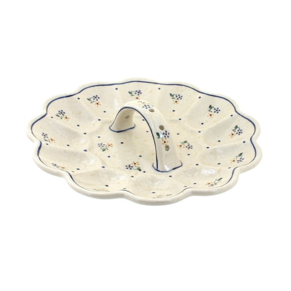 Blue Rose Polish Pottery Country Meadow Egg Plate