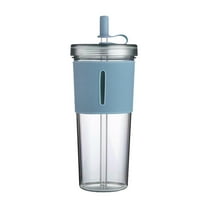 Plastic Tumblers,Double Wall Tumbler with Lid and Straw,Reusable Travel Iced Coffee Mug,Clear/High Temperature Resistance,BPA Free,Matte Acrylic Water Cups With Straw for Parties,700ML(Blue)