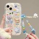 thumbnail image 2 of Funda suave transparente con cordón de cadena de teléfono colgante de oso 3D coreano para iPhone 15, 14 Pro Max, 11, 13, 12 Mini, XR, 6, 8, 7 Plus, X, XS, SE, 2 of 5