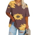thumbnail image 3 of Camisetas Casuales de las Mujeres de Manga Corta de Cuello en V Oversized Camiseta Deportiva de Verano, Top Impreso Casual, 3 of 4