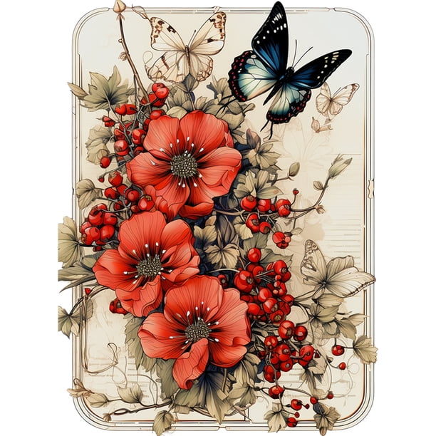Pintura de diamante 5D DIY, taladro redondo completo, decoración de mariposa azafrán Vintage, 30x40cm