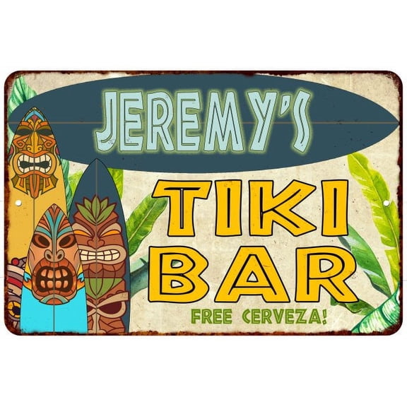 Jeremy's TIKI BAR Island Sign Metal Wall Decor 8 x 12 High Gloss Metal 208120058248