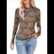 thumbnail image 1 of Top de Larga con Encaje Floral y Cuello Alto para Mujer Caqui XXL, 1 of 9
