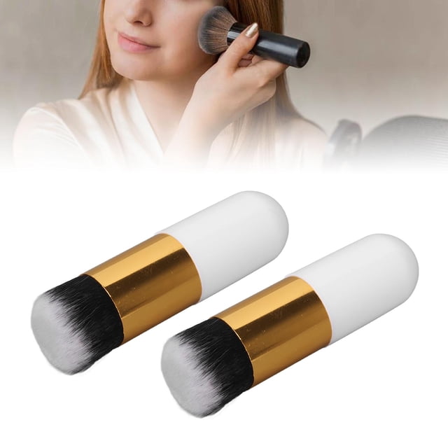 Face Makeup Brush, Chubby Makeup Brush Round Handle Portable 2Pcs For Home